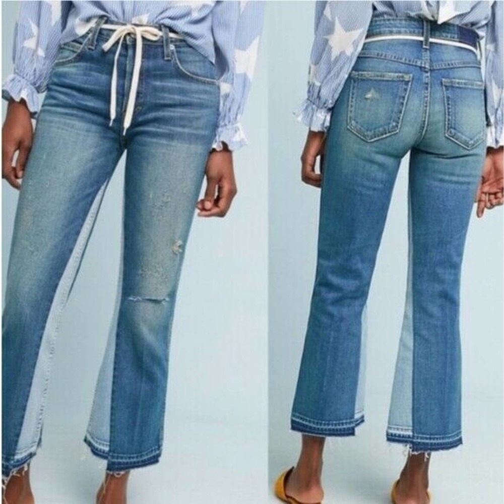 AMO Reworked Babe Kick Crop Flare Jeans NWT